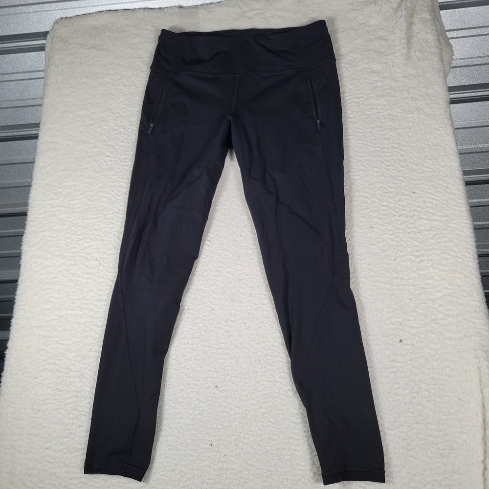 Lululemon Leggings Womens 10 (32x29) Black Zipper Pockets Running Yoga Pants